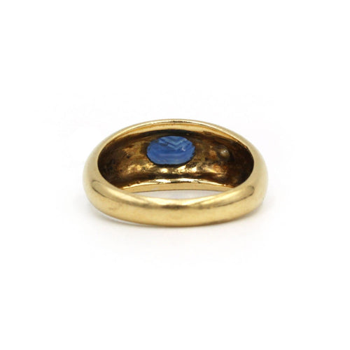 54 Bague jonc en or jaune 750, diamant et saphir 58 Facettes 260039SP