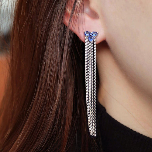 Eden - Boucles d'oreilles en or blanc et tanzanites 58 Facettes GER1222TZ