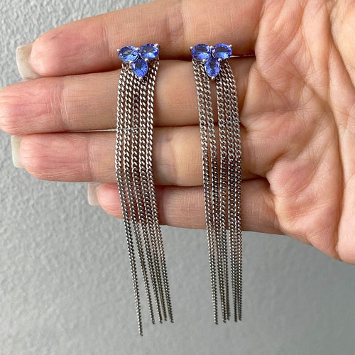 Eden - Boucles d'oreilles en or blanc et tanzanites 58 Facettes GER1222TZ
