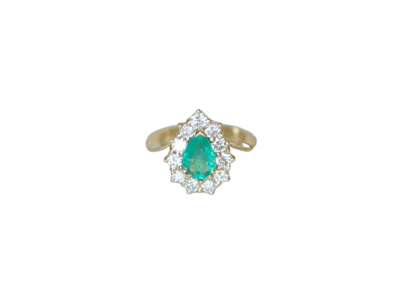 51 Bague en or jaune avec émeraude de Colombie et diamants 58 Facettes
