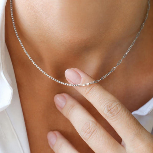 AITCHES Disco - Collier tennis en or blanc et diamants 58 Facettes GPD1032WG