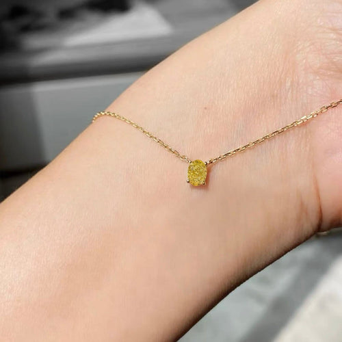 Collier en or 18 carats et diamant jaune ovale 0,50 ct 58 Facettes GPD1023YG