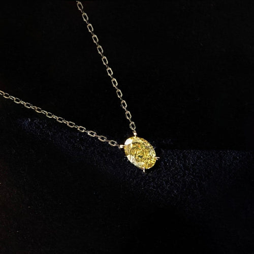 Collier en or 18 carats et diamant jaune ovale 0,50 ct 58 Facettes GPD1023YG