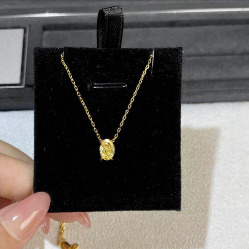 Collier en or 18 carats et diamant jaune ovale 0,50 ct 58 Facettes GPD1023YG