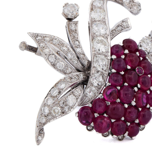 Broche vintage - Broche en or blanc avec rubis et diamants 58 Facettes SP 82 '(00549)