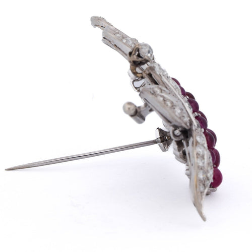 Broche vintage - Broche en or blanc avec rubis et diamants 58 Facettes SP 82 '(00549)