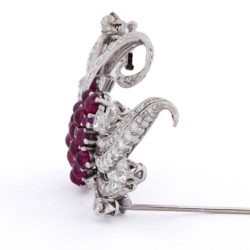 Broche vintage - Broche en or blanc avec rubis et diamants 58 Facettes SP 82 '(00549)