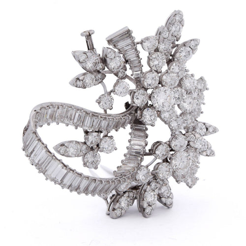 Broche vintage en platine et diamants 58 Facettes SP83 '(00769)