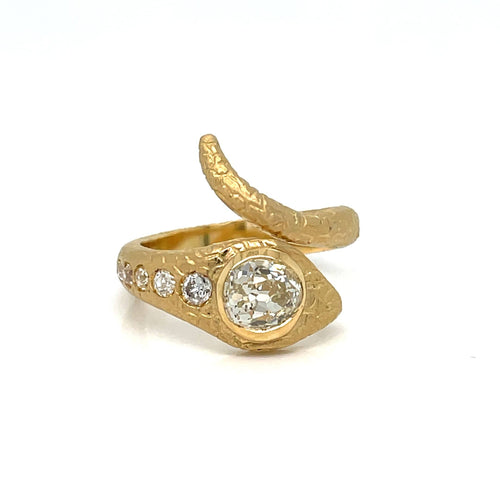 Bague 51 Bague serpent antique - diamant en or 18K 58 Facettes