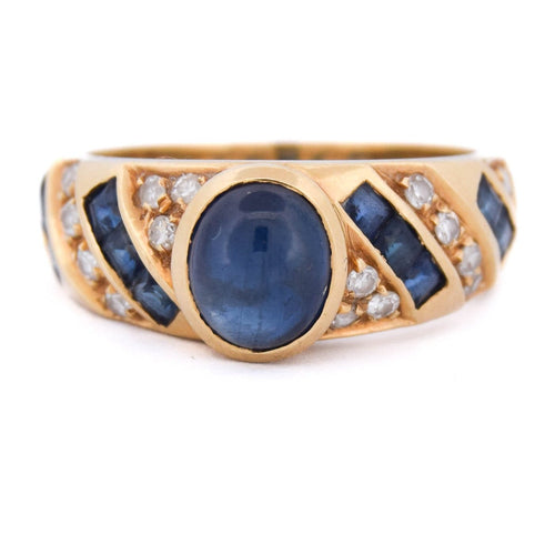 51 Bague vintage en or jaune 18 kt, saphirs et diamants 58 Facettes AN702 (0749)