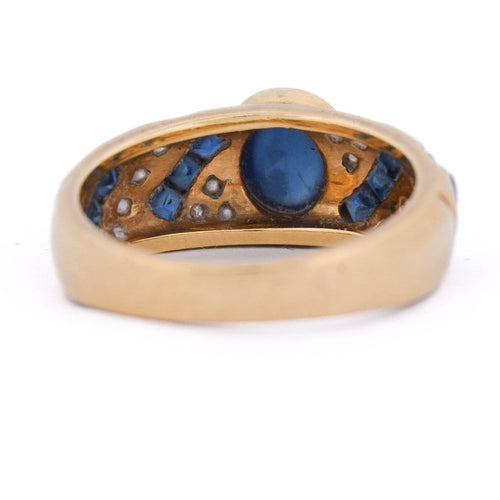51 Bague vintage en or jaune 18 kt, saphirs et diamants 58 Facettes AN702 (0749)