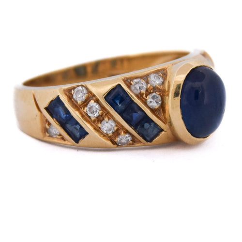 Bague 51 Bague vintage en or jaune 18 kt, saphirs et diamants 58 Facettes AN702 (0749)