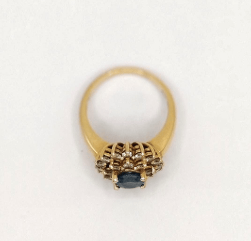 Bague 53.5 Bague pompadour en or jaune avec saphir et diamants 58 Facettes 241