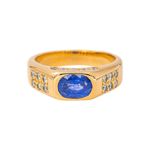 57 Bague bandeau en or jaune, saphir et diamants 58 Facettes 4958929CN