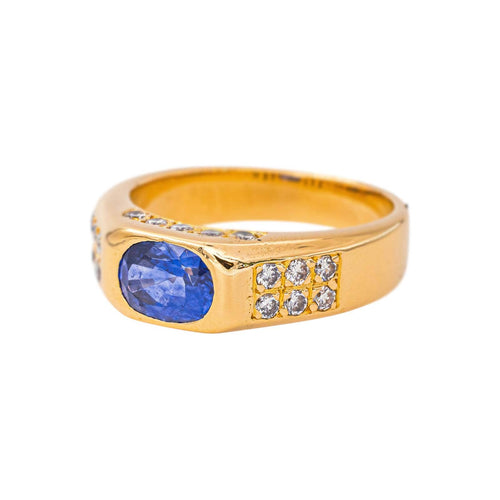 57 Bague bandeau en or jaune, saphir et diamants 58 Facettes 4958929CN