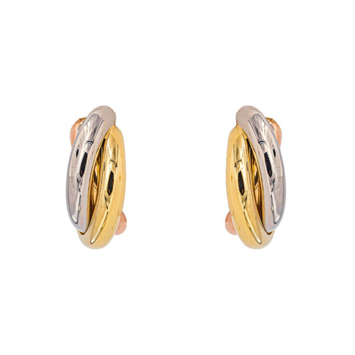 Cartier Trinity - Boucles d'oreilles créoles en ors jaune, rose et blanc 58 Facettes 5786995CN