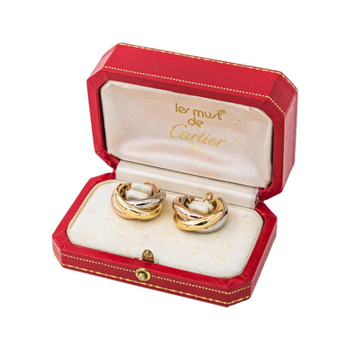 Cartier Trinity - Boucles d'oreilles créoles en ors jaune, rose et blanc 58 Facettes 5786995CN