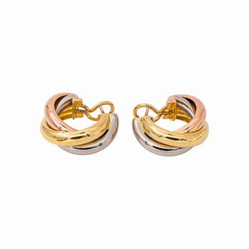 Cartier Trinity - Boucles d'oreilles créoles en ors jaune, rose et blanc 58 Facettes 5786995CN
