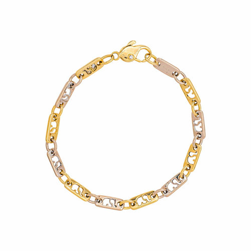 C'est Laudier - Bracelet maille ajourée en or jaune et blanc et diamants 58 Facettes 5481223CN