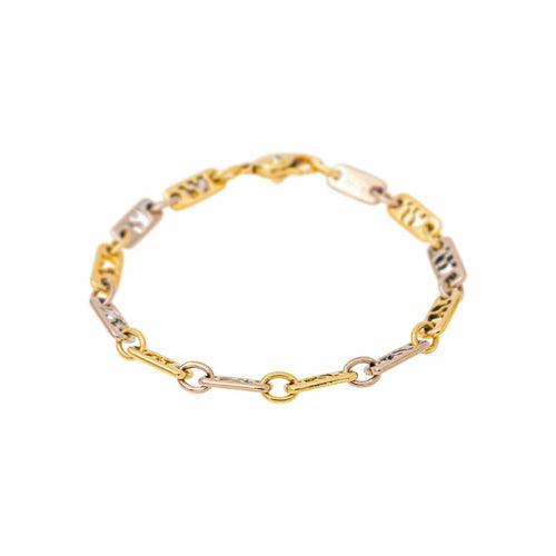 C'est Laudier - Bracelet maille ajourée en or jaune et blanc et diamants 58 Facettes 5481223CN