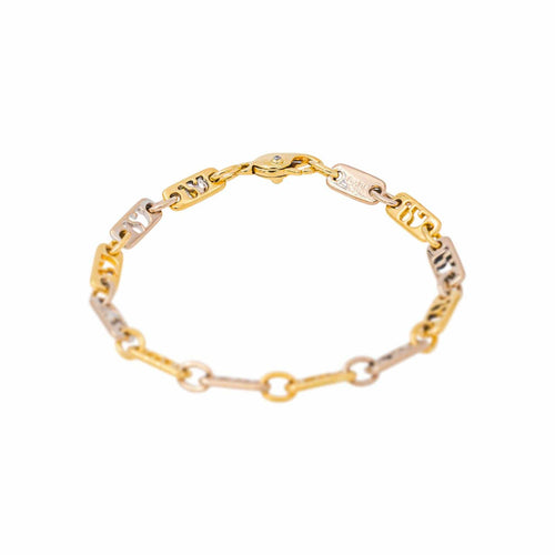 C'est Laudier - Bracelet maille ajourée en or jaune et blanc et diamants 58 Facettes 5481223CN