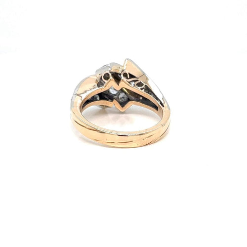 Bague Retro - Bague cocktail en or jaune et blanc diamants 1,50 ct 58 Facettes