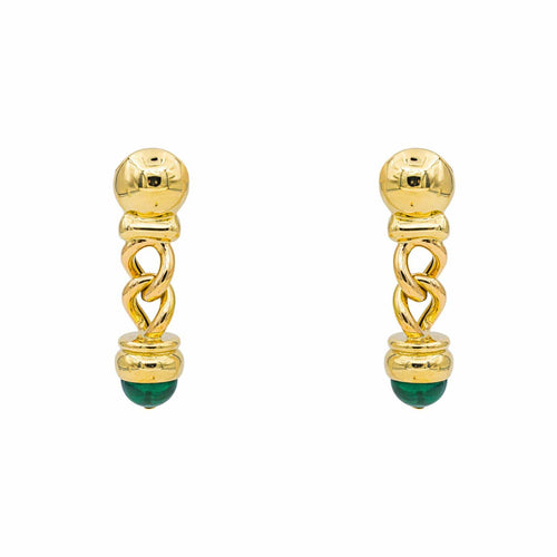Boucles d'oreilles pendantes en or jaune et malachites 58 Facettes 5202326CN