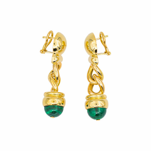 Boucles d'oreilles pendantes en or jaune et malachites 58 Facettes 5202326CN