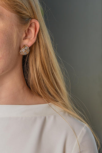 Boucles d'oreilles en or rose et blanc et diamants 58 Facettes 5348119CN