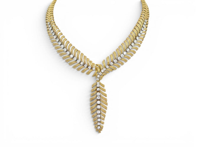 Boucheron Plume de Paon - Collier en or jaune et diamants 58 Facettes 275835