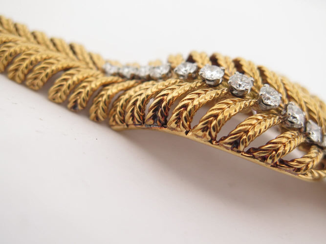 Boucheron Plume de Paon - Bracelet en or jaune et diamants 58 Facettes 275834