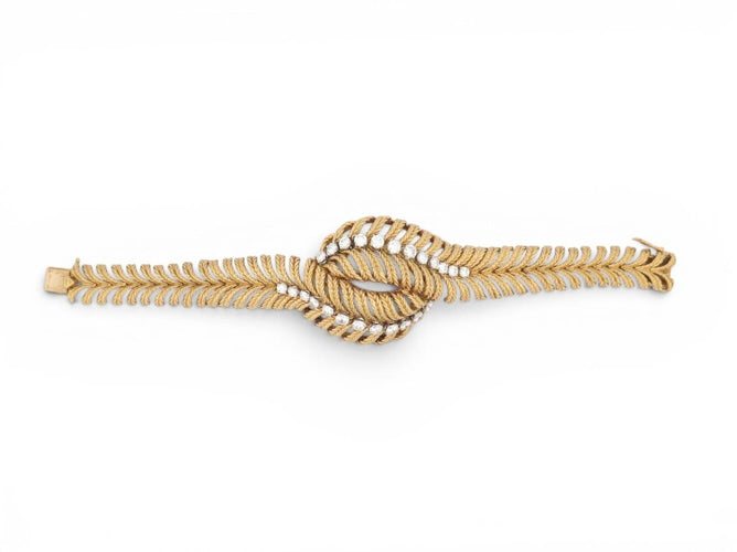 Boucheron Plume de Paon - Bracelet en or jaune et diamants 58 Facettes 275834