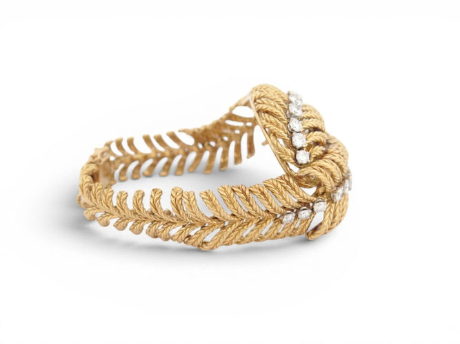 Boucheron Plume de Paon - Bracelet en or jaune et diamants 58 Facettes 275834