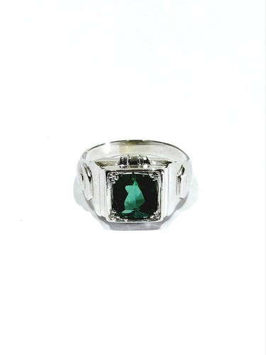 51.5 Art déco - Bague en or blanc et tourmaline verte 58 Facettes 1792426