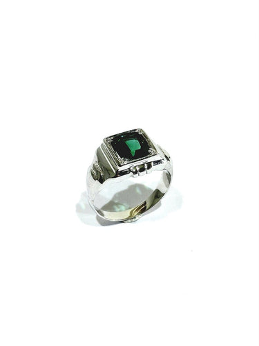 51.5 Art déco - Bague en or blanc et tourmaline verte 58 Facettes 1792426