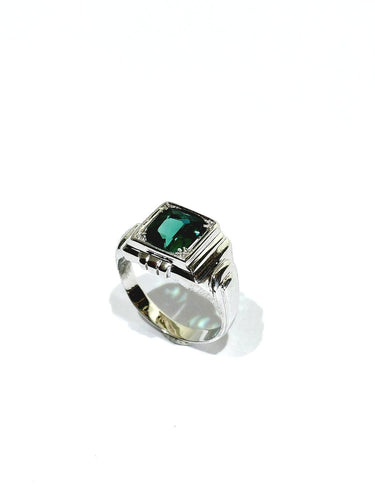 51.5 Art déco - Bague en or blanc et tourmaline verte 58 Facettes 1792426