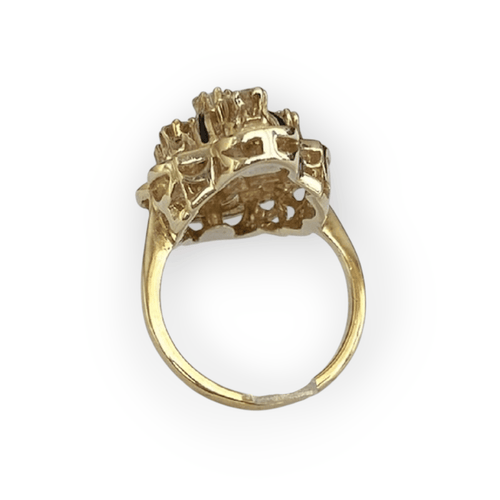 50 Bague cocktail vintage en or jaune 14 ct et diamants 58 Facettes ring