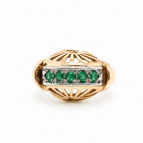 48 Bague Tank en or rosé, platine et émeraudes 58 Facettes 1.0000137/1