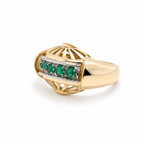 48 Bague Tank en or rosé, platine et émeraudes 58 Facettes 1.0000137/1
