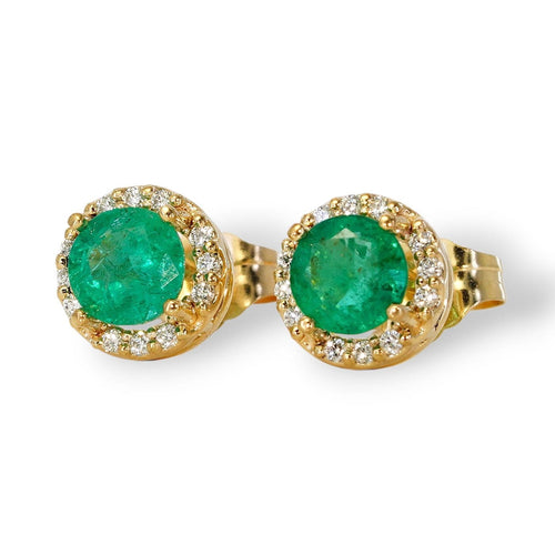 Boucles d'oreilles en or jaune 14 ct, émeraudes et diamants 58 Facettes E0031