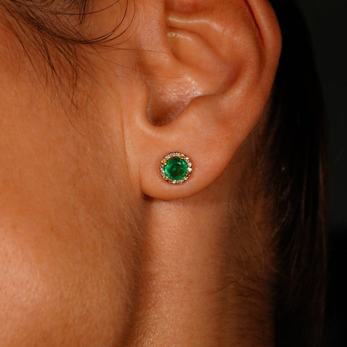 Boucles d'oreilles en or jaune 14 ct, émeraudes et diamants 58 Facettes E0031