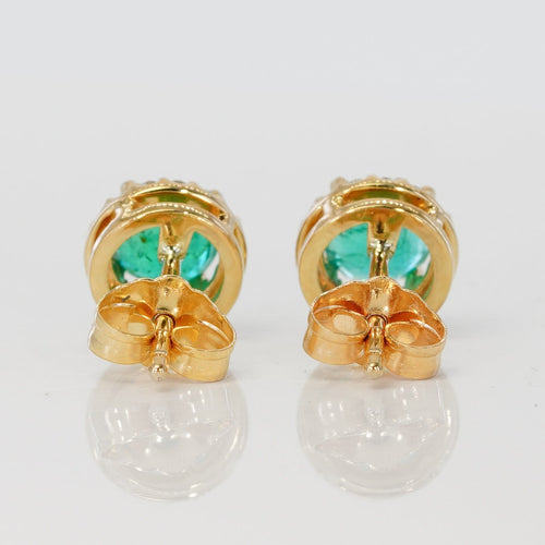 Boucles d'oreilles en or jaune 14 ct, émeraudes et diamants 58 Facettes E0031