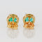 Boucles d'oreilles en or jaune 14 ct, émeraudes et diamants 58 Facettes E0031