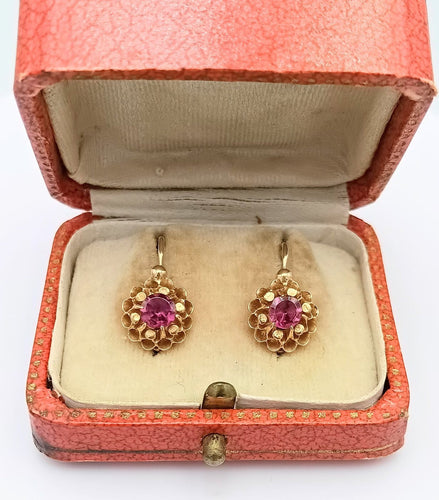 Dormeuses anciennes - Boucles d'oreilles en or 18K et grenats 58 Facettes Debal/20/0