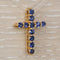 Pendentif croix en or jaune et saphirs naturels 58 Facettes P005
