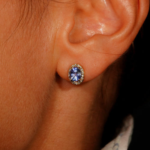 Boucles d'oreilles Boucles d'oreilles en or jaune 18 kt, saphirs et diamants 58 Facettes E0032