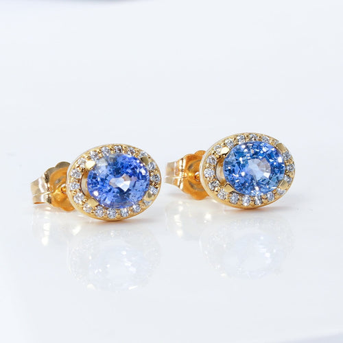Boucles d'oreilles Boucles d'oreilles en or jaune 18 kt, saphirs et diamants 58 Facettes E0032
