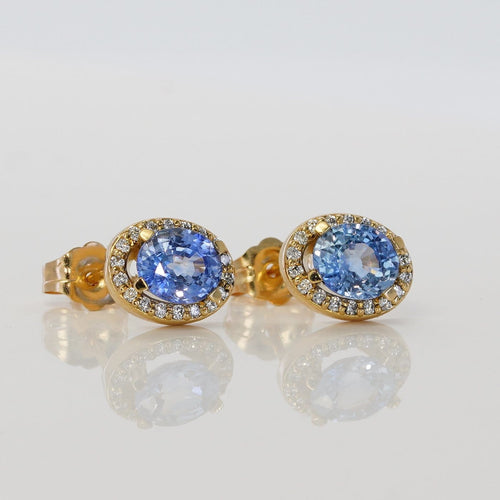 Boucles d'oreilles Boucles d'oreilles en or jaune 18 kt, saphirs et diamants 58 Facettes E0032