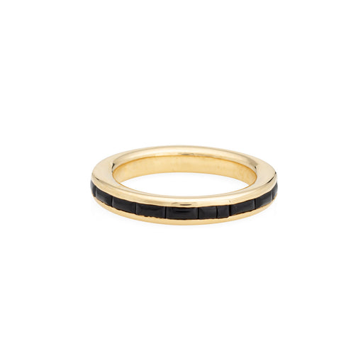 Bague 49 Bague alliance éternité vintage en or jaune 18 carats et onyx noir 58 Facettes G13207