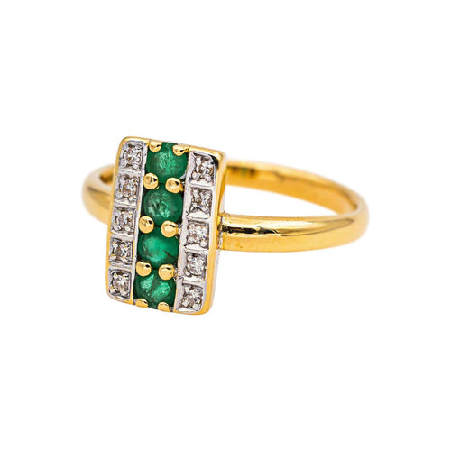 55 Bague en or jaune et blanc, émeraudes et diamants 58 Facettes 5375681CN